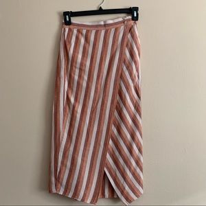 Madewell Pull-On Wrap Midi Skirt in Stripe